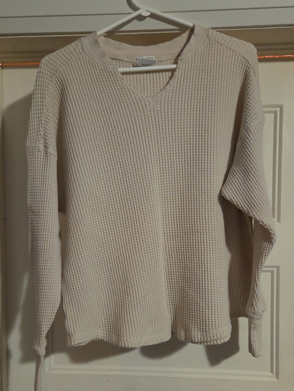 Cozy Waffle Knit V-Neck Sweater - Cream